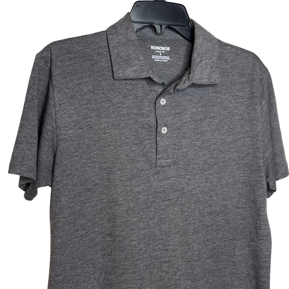 BONOBOS Slim Fit Mens Small Gray Short Sleeve Polo‎ Shirt Golf